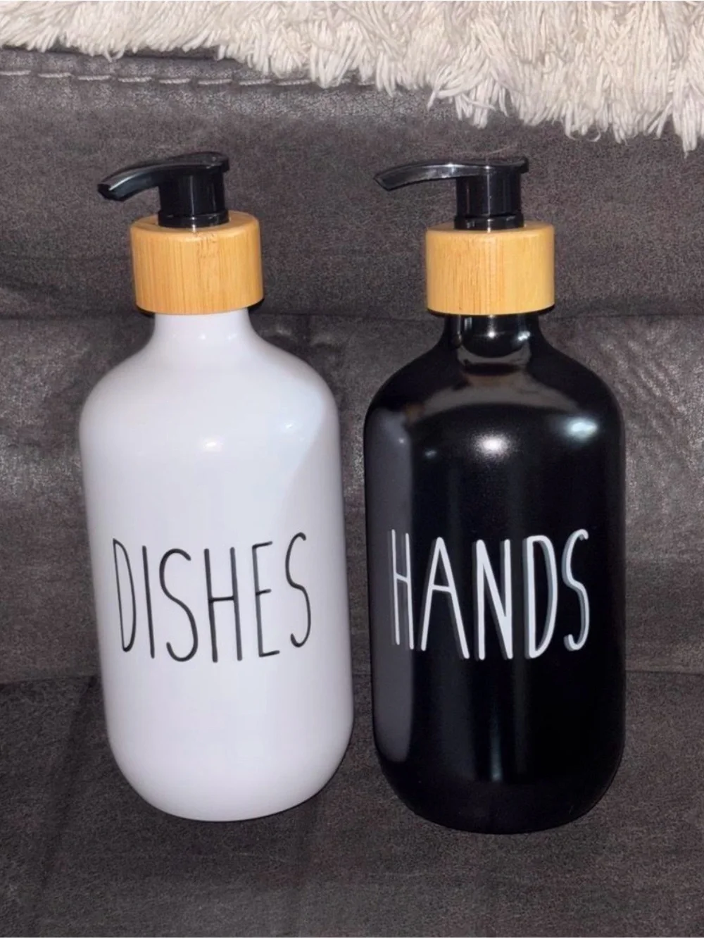 White and Black Soap & Dish Dispensers with Bamboo Pumps - Home Accents